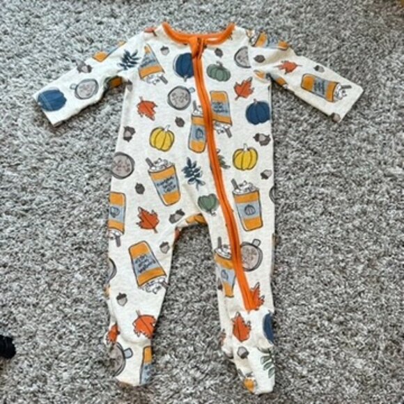 Mud Pie Size 3-6 Months Footie Pajama Pumpkin Spice Fall Cozy Adorable Pumpkin - Picture 9 of 9